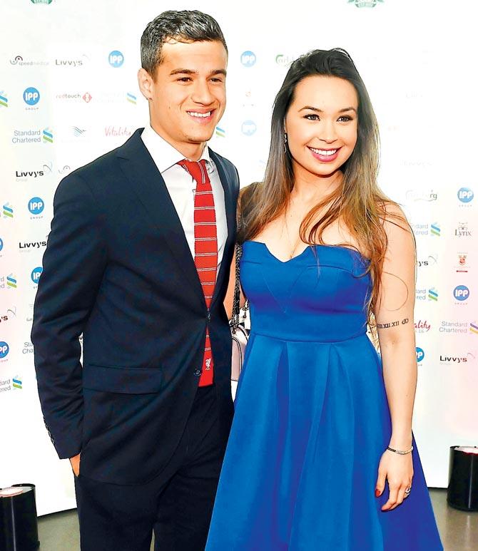 Philippe Coutinho with wife Aine