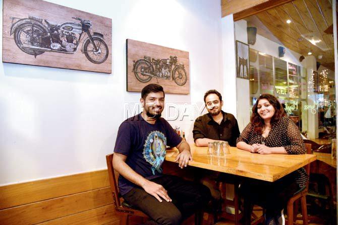 Pranoy Kanojia, Dhananjai Sinha and Ayshwarya Sharma, three of the people behind Instrupad. Pic/Shadab Khan