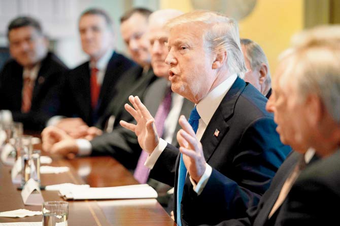 US President Donald Trump meets with bipartisan members of the Senate on immigration, at the White House on Tuesday. Pic/AFP
