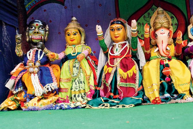 A traditional puppet show at a previous edition of Global Konkan Festival
