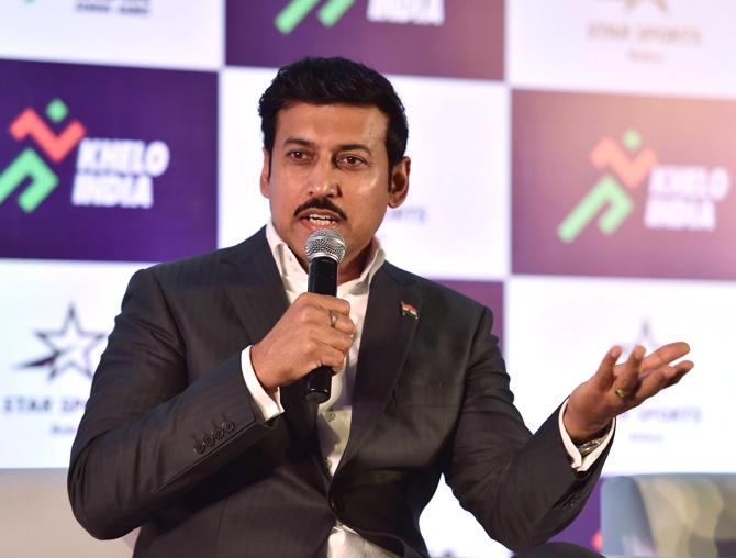 Rajyavardhan Singh Rathore, Minister of Youth Affairs and Sports speaks during launch of 
