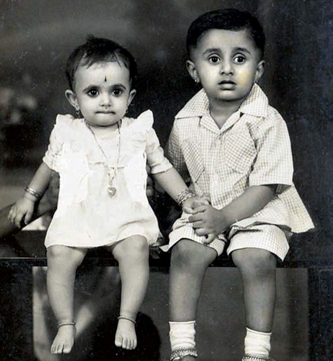 Two-and-a-half-year-old Ravi with Bhanu in 1958