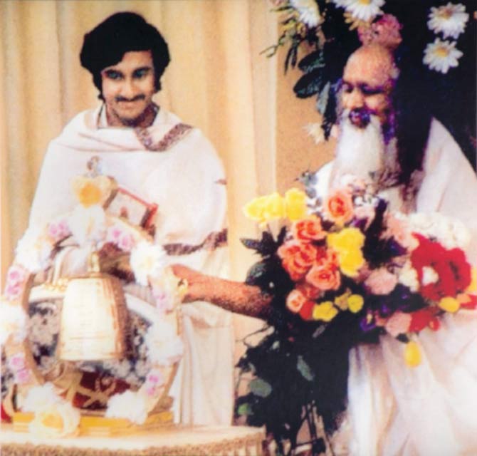 Young Ravi with Maharishi Mahesh Yogi at Seelisberg, Switzerland, in the late 1970s