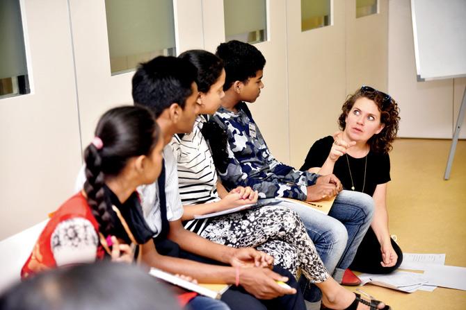 Director Emma Callandar in a playwriting workshop. pics/pradeep dhivar
