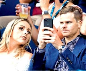 Steve Smith turns cameraman with fiancee Dani Willis during Australian Open