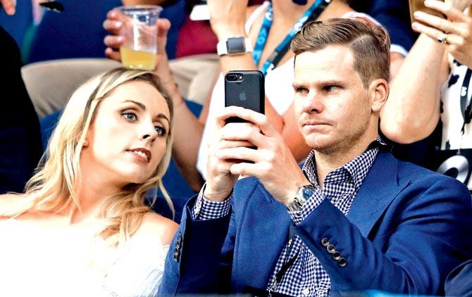 Steve Smith with fiancee Dani Willis. Pic/Getty Images