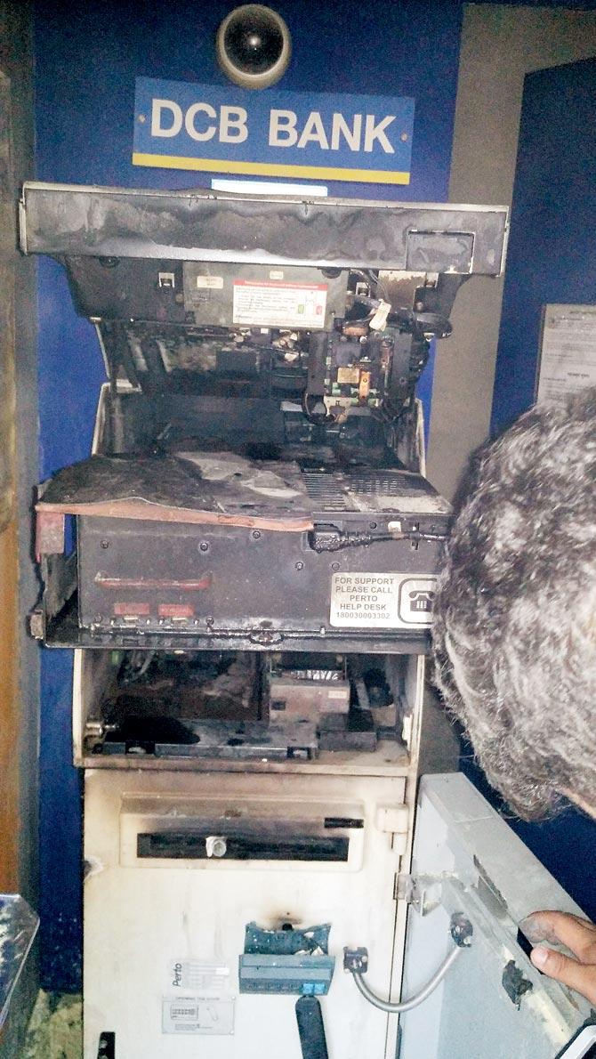 The thieves had cut a part of the machine. The fire broke out while they were cutting another one