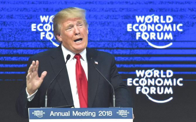 US President Donald Trump delivers a speech during the World Economic Forum (WEF) annual meeting on January 26, 2018 in Davos, eastern Switzerland. Pic/AFP