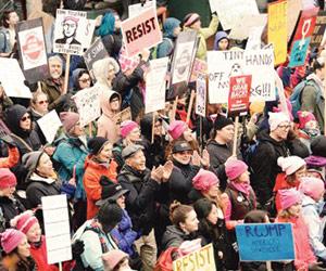 Thousands of women march to protest against US president Donald Trump