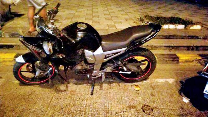 The bike that rammed into 19-year-old Girija Ambala on Worli Sea Face