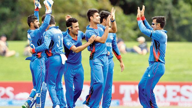Afghan player celebrate a NZ wicket in Christchurch yesterday. PIC/ICC