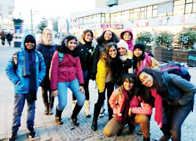 The group of students who recorded their song in Berlin, Germany