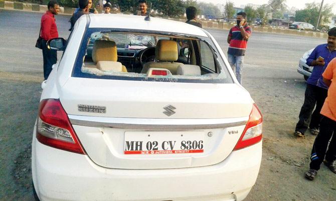 Protesters vandalised the car of journalist Ashwini Panday