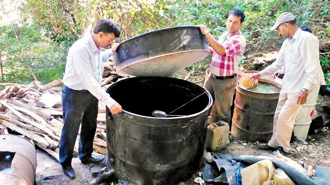 One of the hooch-making units busted by the Forest Department