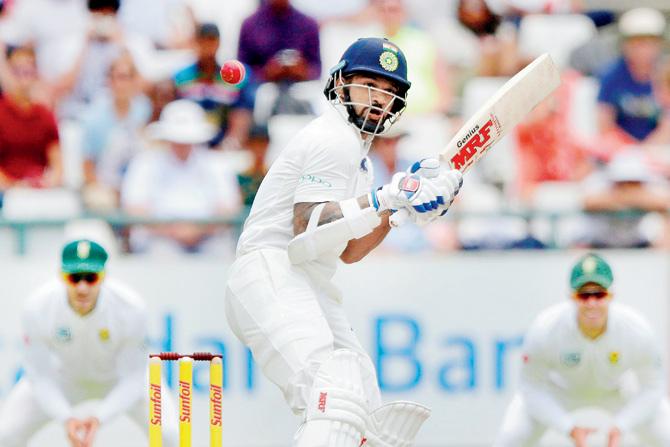India opening batsman Shikhar Dhawan negotiates a bouncer on Day Four of the first Test against South Africa at the Newlands cricket ground in Cape Town on Tuesday. pic/AFP