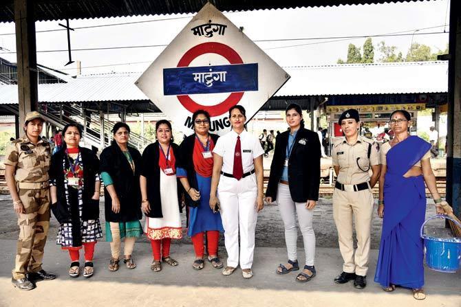 The all-women staff at Matunga station includes the station manager, pointsperson, booking staff, ticket checkers, RPF cops and sweeper, among others Pic/ Pradeep Dhivar