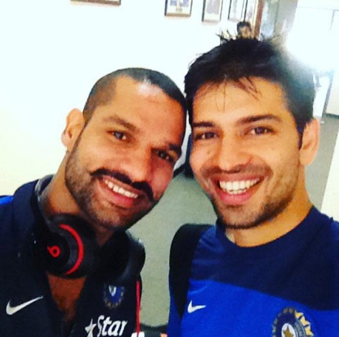 Naman Ojha with 'Gabbar' Shikhar Dhawan. The duo played together for Sunrisers Hyderabad's IPL 2016 winning team.