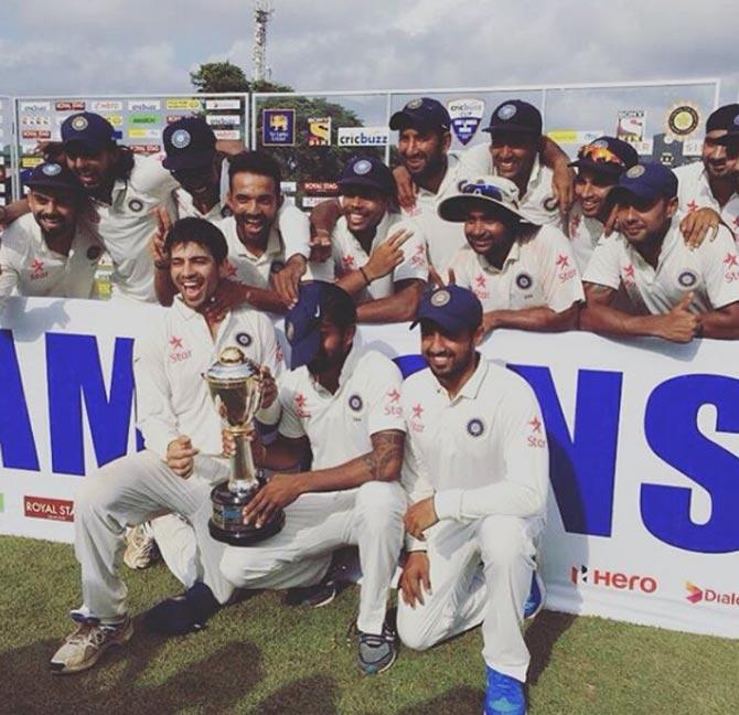 Naman Ojha shared a picture of the Indian team after India's victory over Sri Lanka in the 2015 Test series. Naman Ojha made his Test debut in the third Test of the series. He finished the match with 56 runs, four stumpings and one catch