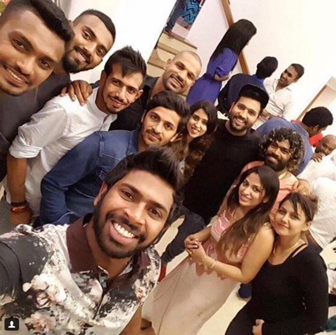 Yuzvendra Chahal posted a picture of a party hosted by Lasith Malinga, which included Rohit Sharma's wife Ritika Sajdeh amongst others