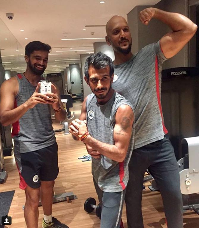 In Picture: Yuzvendra Chahal seen pumping muscles and competing with the big boys, giving us fitness goals
