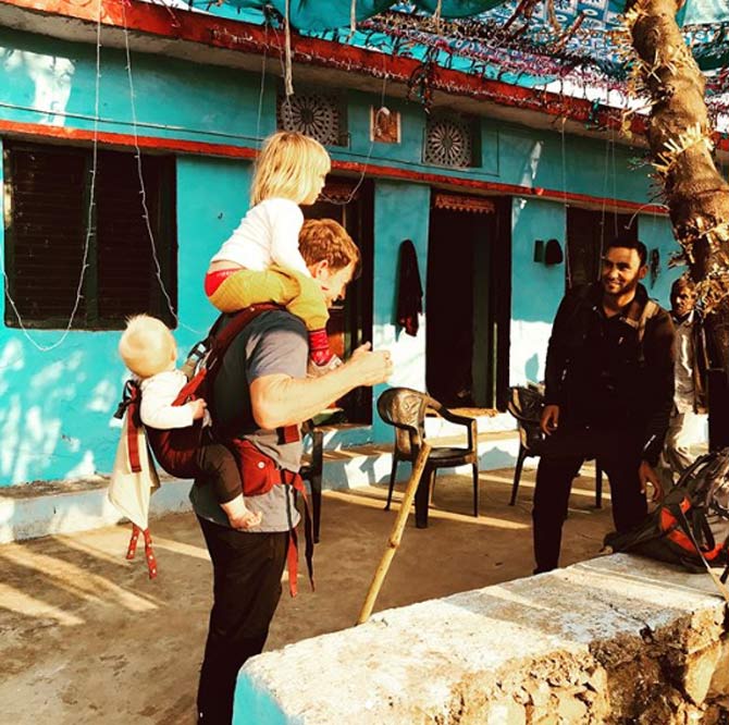 Rhodes was very active on the field and took a total of 105 catches in ODIs. One in the back, one on the shoulders, Jonty Rhodes captioned this picture with his children as 'Get outdoors, if u are not walking past, u can't get invited for masala chai #uttarakhand #incredibleindia#familytime #community @rhodeslifestyle