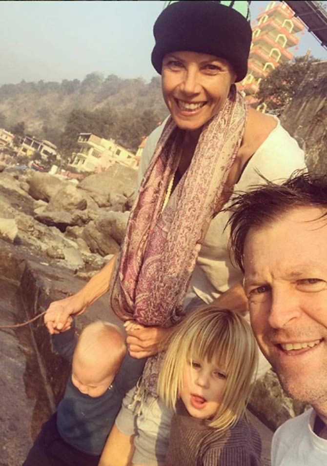 Jonty Rhodes named his youngest kid and son Nathan. In picture: Jonty Rhodes seen here enjoying his day at the river Ganga with his wife Melanie Wolf and their kids