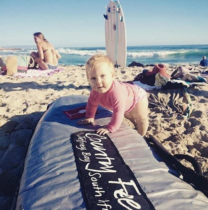 Don't you think India Rhodes started surfing rather young? Jonty Rhodes little angel is one of the cutest sports star kids around