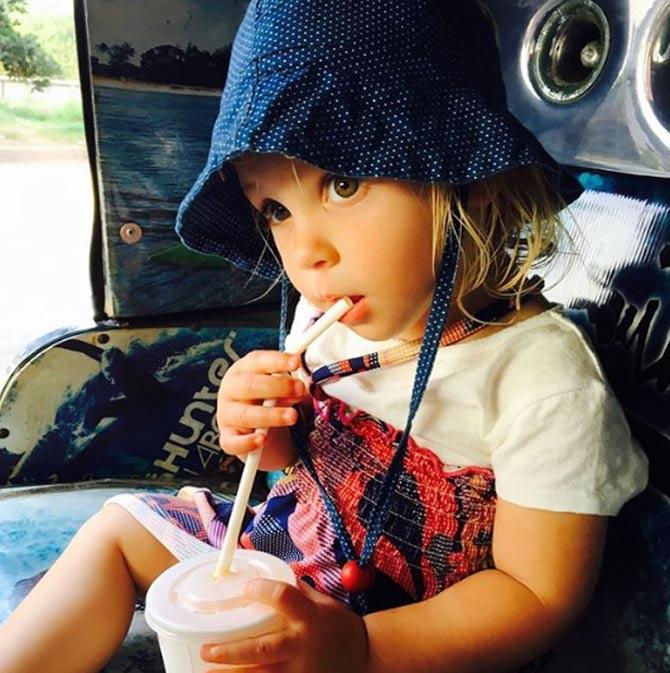 Jonty Rhodes shared this picture of his daughter India Rhodes sipping on a milkshake while in Sri Lanka, he captioned 'India loving Sri Lanka #lovelife'