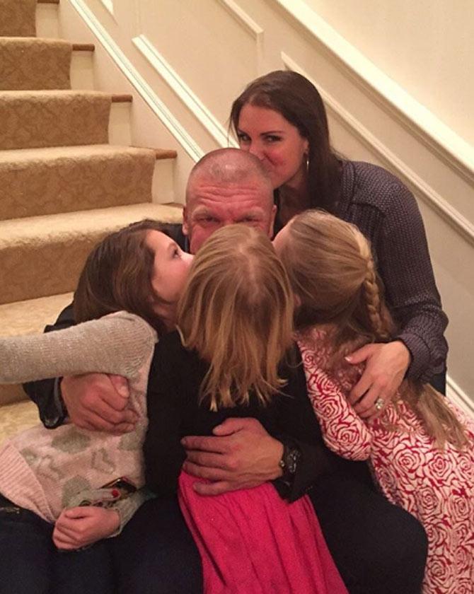 Triple H has been a pioneer in WWE over the past 25 years and played an instrumental role in and out of the ring in the growth of the company. Triple H shared a picture with his daughters and wife on Valentine's day.