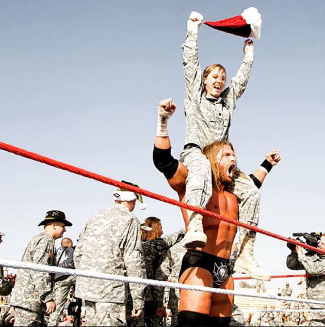 Triple H paid a tribute to the American troops with this picture, he wrote '#TributeToTheTroops is a small token of our appreciation. Enjoy the show tonight on USA Network. #WWEWeek#Troops'