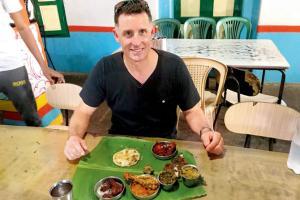 Michael Hussey enjoys traditional South Indian food in Tamil Nadu