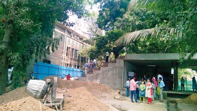 Construction at the site, on the premises of CSMVS in Kala Ghoda, in May