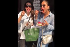 Watch video of sisters Kareena and Karisma Kapoor binge-eating in London