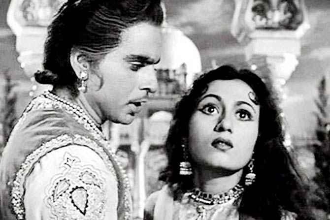 Madhubala with Dilip Kumar in Mughal-e-Azam