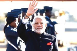 Saouth Africa President Ramaphosa welcomes Narendra Modi