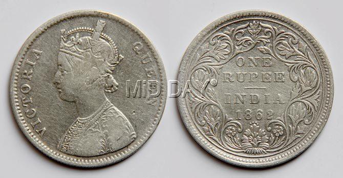 Bearing the Gothic portrait of Queen Victoria, as seen in the Indian regal issue of coins of 1862 