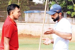 Ajinkya Rahane gives some batting tips to Prithvi Shaw
