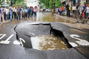 BMC in race against time to fix sunken road before PM Modi arrives