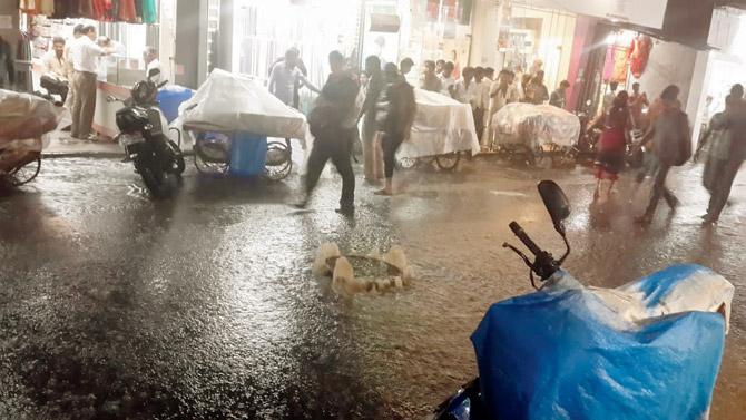 Even the drains in Kurla were seen overflowing after the downpour in the evening