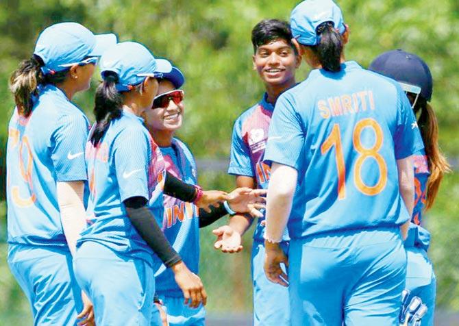 India players celebrate a Malaysian wicket during the Women