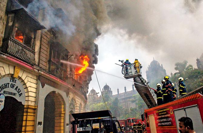 Part of Kothari Mansion, which was home to the iconic Light of Asia restaurant, collapsed after a fire broke out inside the building on June 9
