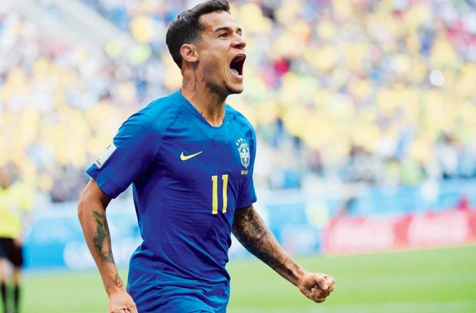 91st minute: Philippe Coutinho shoots in between Costa Rica 