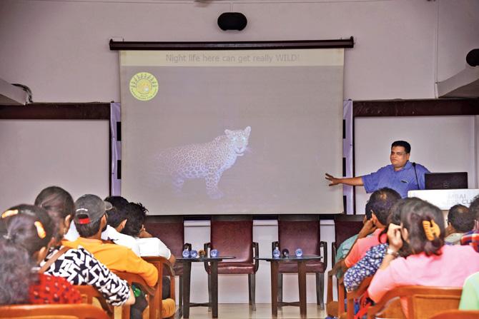 Shardul Bajikal talked about the rich flora and fauna of SGNP. Pic/Atul Kamble