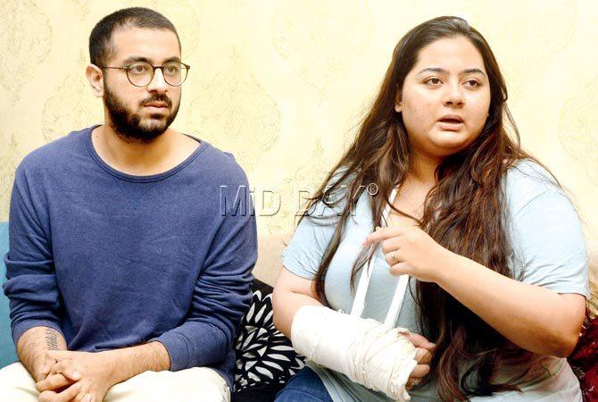 Yash and Vedika were allegedly also struck with a belt by one of the accused. Pic/Sneha Kharabe