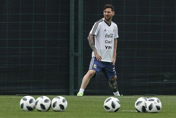 Lionel Messi during training