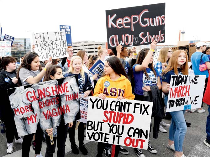 Protesters at the rally in Las Vegas