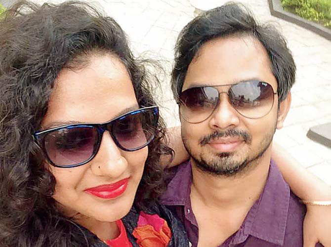 Arpita Banerji with husband Shilarze Saha Roy