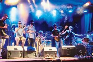 Watch a band of blindfolded musicians wow you with live music