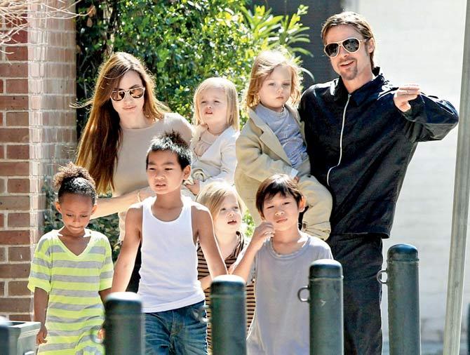 File photo of Angelina Jolie and Brad Pitt with their kids