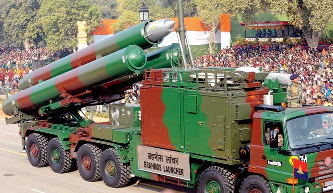 A Brahmos cruise missile launcher at Rajpath during a Republic Day parade in New Delhi. File pic/AFP